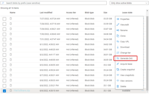 Azure Blob Generate SAS